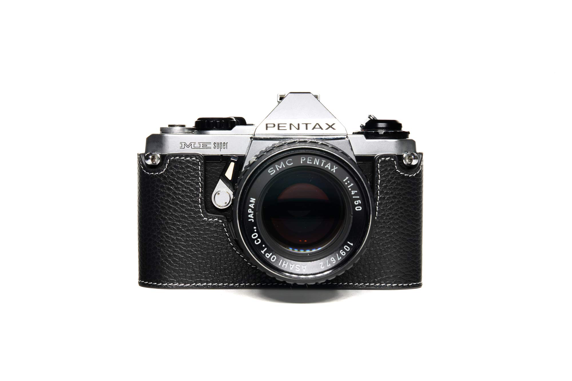 Handmade Genuine Real Leather Half Camera Case Bag Cover for Pentax ME ME  Super MV MV-1 Black Color